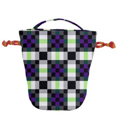 Agender Flag Plaid With Difference Drawstring Bucket Bag by WetdryvacsLair