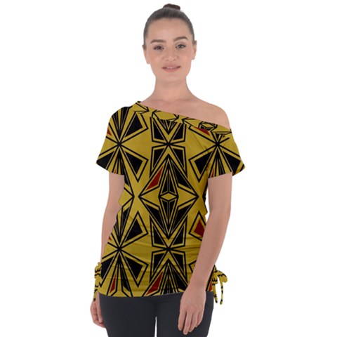 Abstract Pattern Geometric Backgrounds   Off Shoulder Tie-up Tee by Eskimos