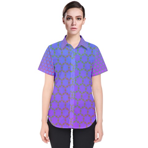 Hex Circle Points Vaporwave One Women s Short Sleeve Shirt by WetdryvacsLair