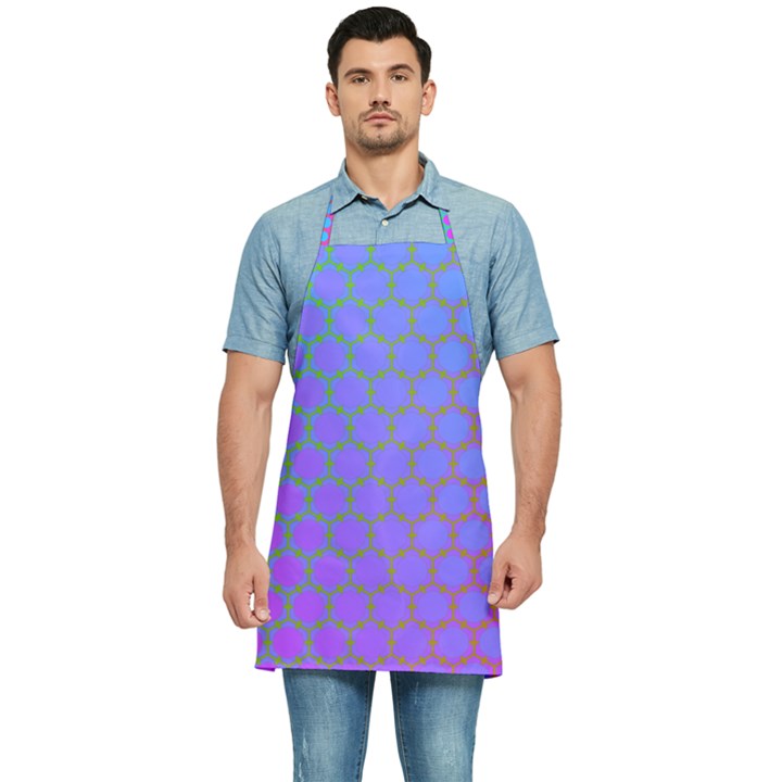 Hex Circle Points Vaporwave One Kitchen Apron