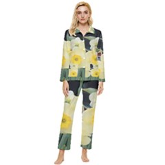 Daffodils In Bloom Womens  Long Sleeve Velvet Pocket Pajamas Set by thedaffodilstore