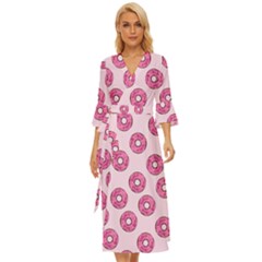 Sprinkled Donuts On Pink Midsummer Wrap Dress by FunDressesShop