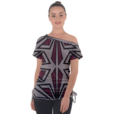 Abstract Pattern Geometric Backgrounds Off Shoulder Tie-up Tee by Eskimos