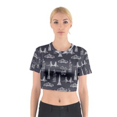 Nyc Pattern Cotton Crop Top by Jancukart