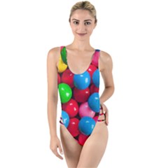 Bubble Gum High Leg Strappy Swimsuit by artworkshop