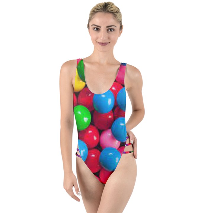 Bubble Gum High Leg Strappy Swimsuit