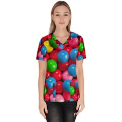 Bubble Gum Women s V-neck Scrub Top by artworkshop