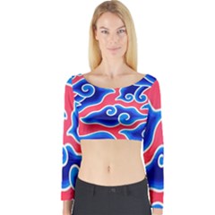 Batik Megamendung Long Sleeve Crop Top by artworkshop