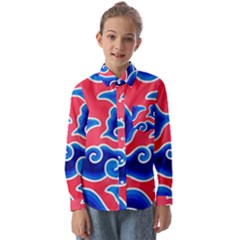 Batik Megamendung Kids  Long Sleeve Shirt by artworkshop