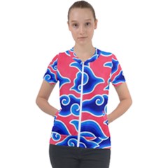 Batik Megamendung Short Sleeve Zip Up Jacket by artworkshop