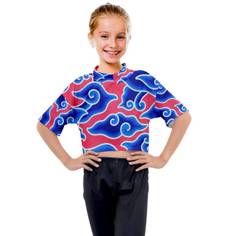 Batik Megamendung Kids Mock Neck Tee by artworkshop