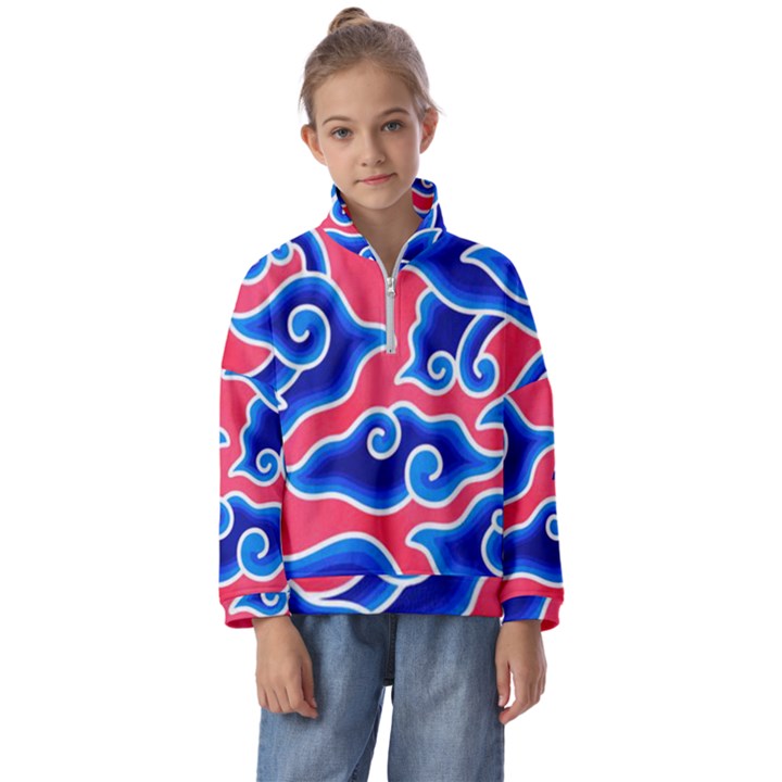 Batik Megamendung Kids  Half Zip Hoodie