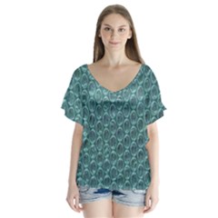 Bubble Wrap V-neck Flutter Sleeve Top by artworkshop