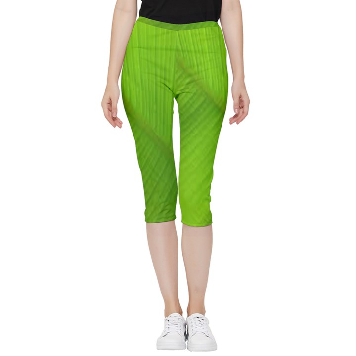 Banana Leaf Inside Out Lightweight Velour Capri Leggings 