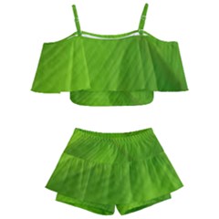 Banana Leaf Kids  Off Shoulder Skirt Bikini by artworkshop