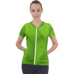 Banana Leaf Short Sleeve Zip Up Jacket by artworkshop