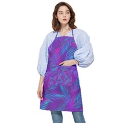 Leaf-pattern-with-neon-purple-background Pocket Apron by Jancukart