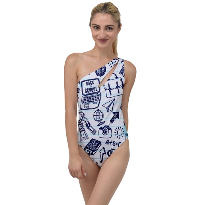 Hand-drawn-back-school-pattern To One Side Swimsuit