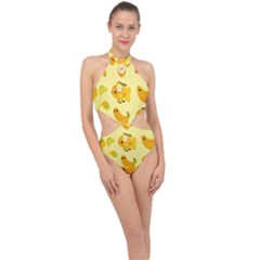 Banana Cichlid Halter Side Cut Swimsuit by artworkshop