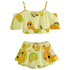 Banana Cichlid Kids  Off Shoulder Skirt Bikini by artworkshop