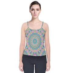 Mandala 01 Velvet Spaghetti Strap Top by zappwaits