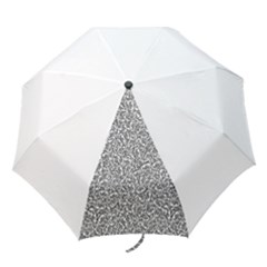 Black And White Hello Text Motif Random Pattern Folding Umbrellas by dflcprintsclothing