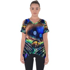 Peacock Feather Drop Cut Out Side Drop Tee by artworkshop