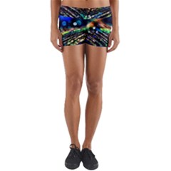 Peacock Feather Drop Yoga Shorts by artworkshop