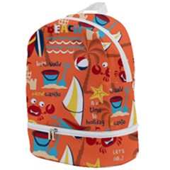 Seamless-pattern-vector-beach-holiday-theme-set Zip Bottom Backpack by Jancukart