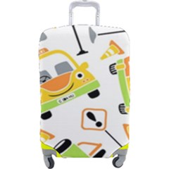 Seamless-pattern-vector-illustration-vehicles-cartoon Luggage Cover (large) by Jancukart