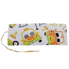 Seamless-pattern-vector-illustration-vehicles-cartoon Roll Up Canvas Pencil Holder (s) by Jancukart