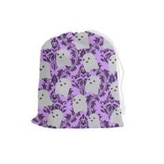 Purple Ghosts Drawstring Pouch (large) by NerdySparkleGoth