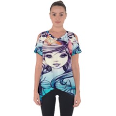 Beautifull Ariel Little Mermaid  Painting Cut Out Side Drop Tee by artworkshop