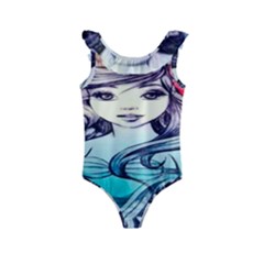 Beautifull Ariel Little Mermaid  Painting Kids  Frill Swimsuit by artworkshop