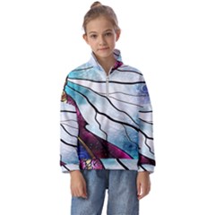 Anna Disney Frozen Stained Glass Kids  Half Zip Hoodie by artworkshop