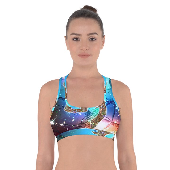 Browning Deer Glitter Galaxy Cross Back Sports Bra