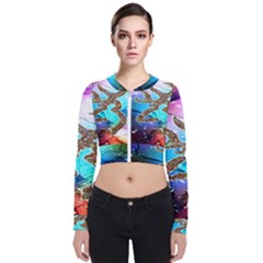 Browning Deer Glitter Galaxy Long Sleeve Zip Up Bomber Jacket by artworkshop