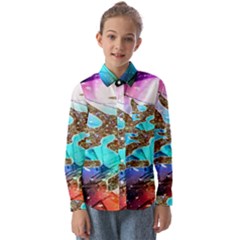 Browning Deer Glitter Galaxy Kids  Long Sleeve Shirt by artworkshop