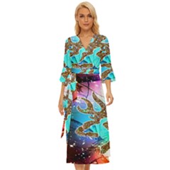 Browning Deer Glitter Galaxy Midsummer Wrap Dress by artworkshop