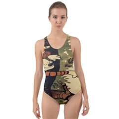 Calvin And Hobbes Cut-out Back One Piece Swimsuit by artworkshop