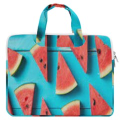 Watermelon Blue Background Macbook Pro 16  Double Pocket Laptop Bag  by artworkshop