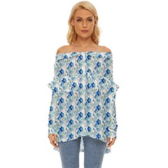 Flowers Pattern Off Shoulder Chiffon Pocket Shirt by Sparkle