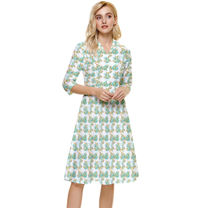 Flowers Pattern Classy Knee Length Dress