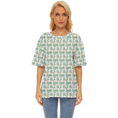 Flowers Pattern Oversized Basic Tee by Sparkle