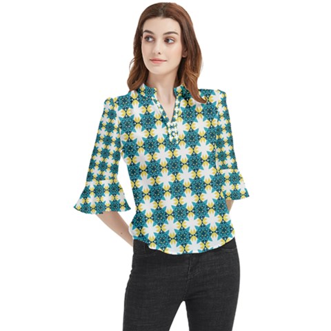 Digitalart Loose Horn Sleeve Chiffon Blouse by Sparkle