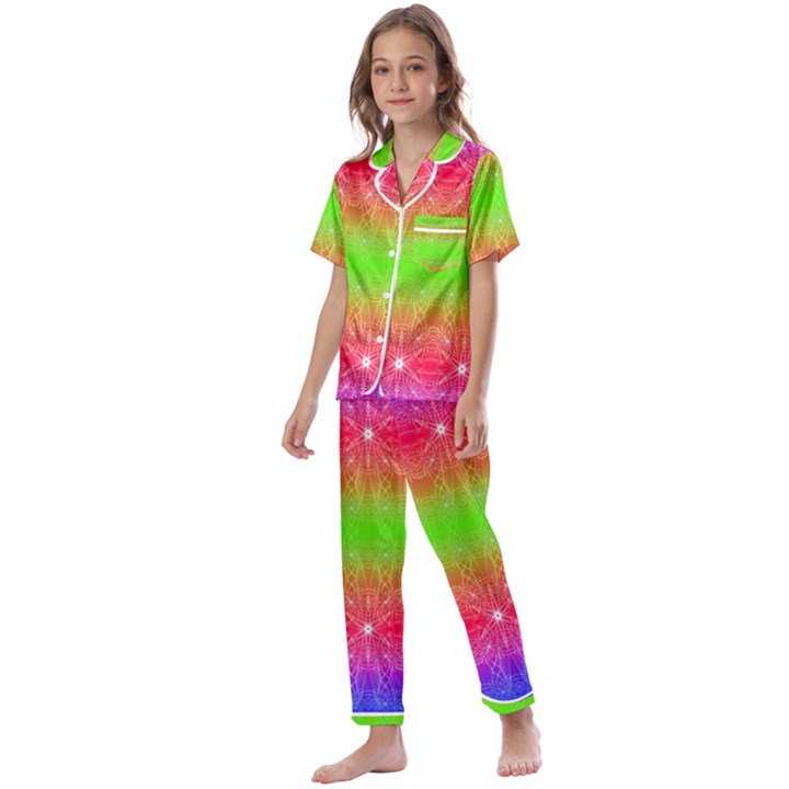 Angelic Pride Kids  Satin Short Sleeve Pajamas Set