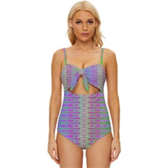 Glitch Machine Knot Front One-piece Swimsuit by Thespacecampers