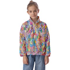 Floral Flowers Kids  Half Zip Hoodie by artworkshop