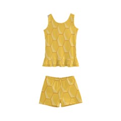 Hexagons Yellow Honeycomb Hive Bee Hive Pattern Kids  Boyleg Swimsuit by artworkshop