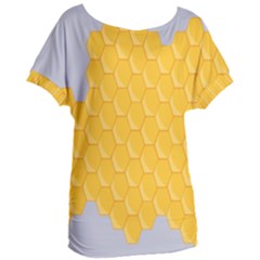 Hexagons Yellow Honeycomb Hive Bee Hive Pattern Women s Oversized Tee by artworkshop